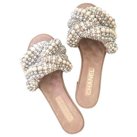 chanel pearl slides|chanel clear slide sandals.